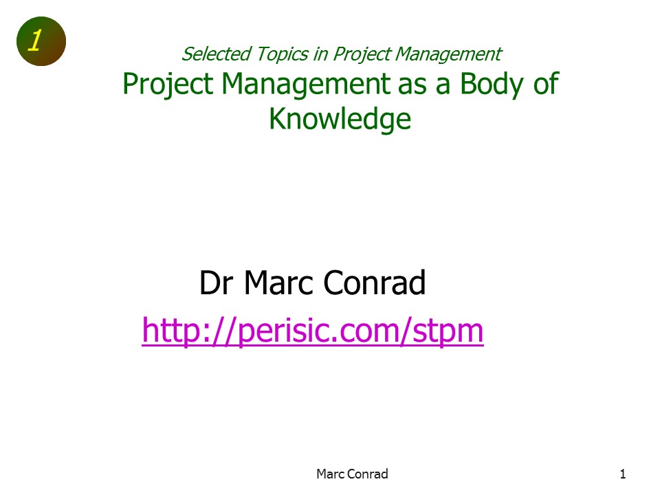 Slide of Special Topics in Project Management
