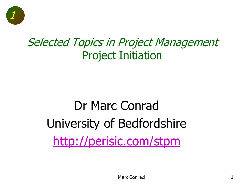 Slide of Special Topics in Project Management