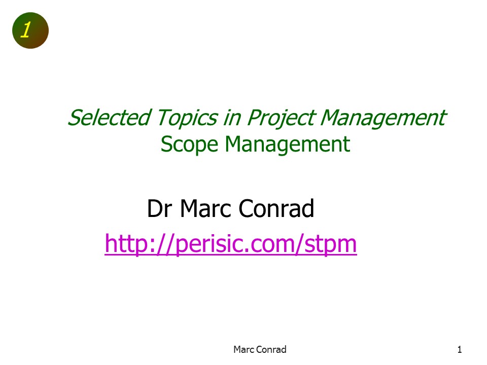 Slide of Special Topics in Project Management
