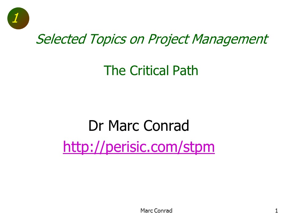Slide of Special Topics in Project Management