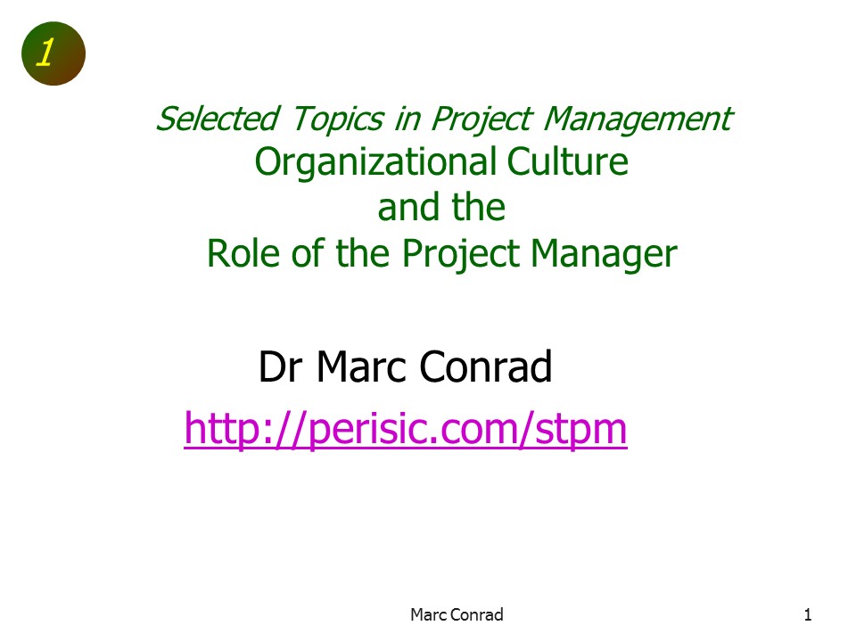 Slide of Special Topics in Project Management