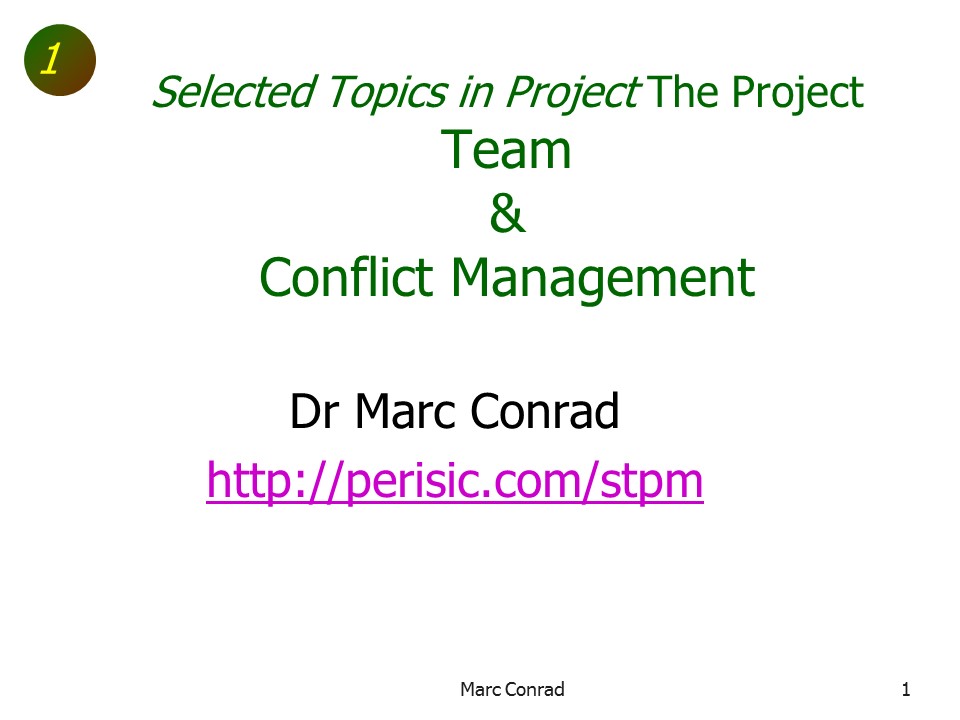 Slide of Special Topics in Project Management