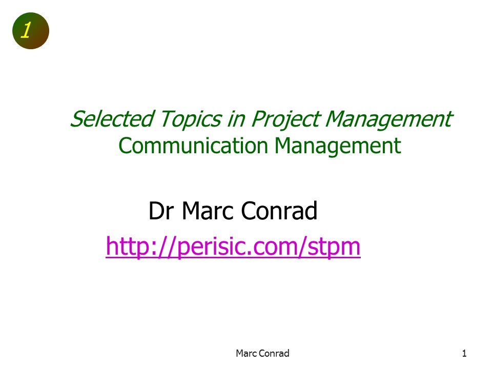 Slide of Special Topics in Project Management